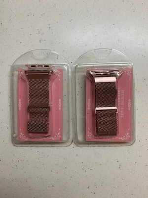 Металлические ремешки для Apple Watch (38-45 мм) с магнитным замком (розово-розовые) упаковка 2 шт. - Изображение 1 из 4