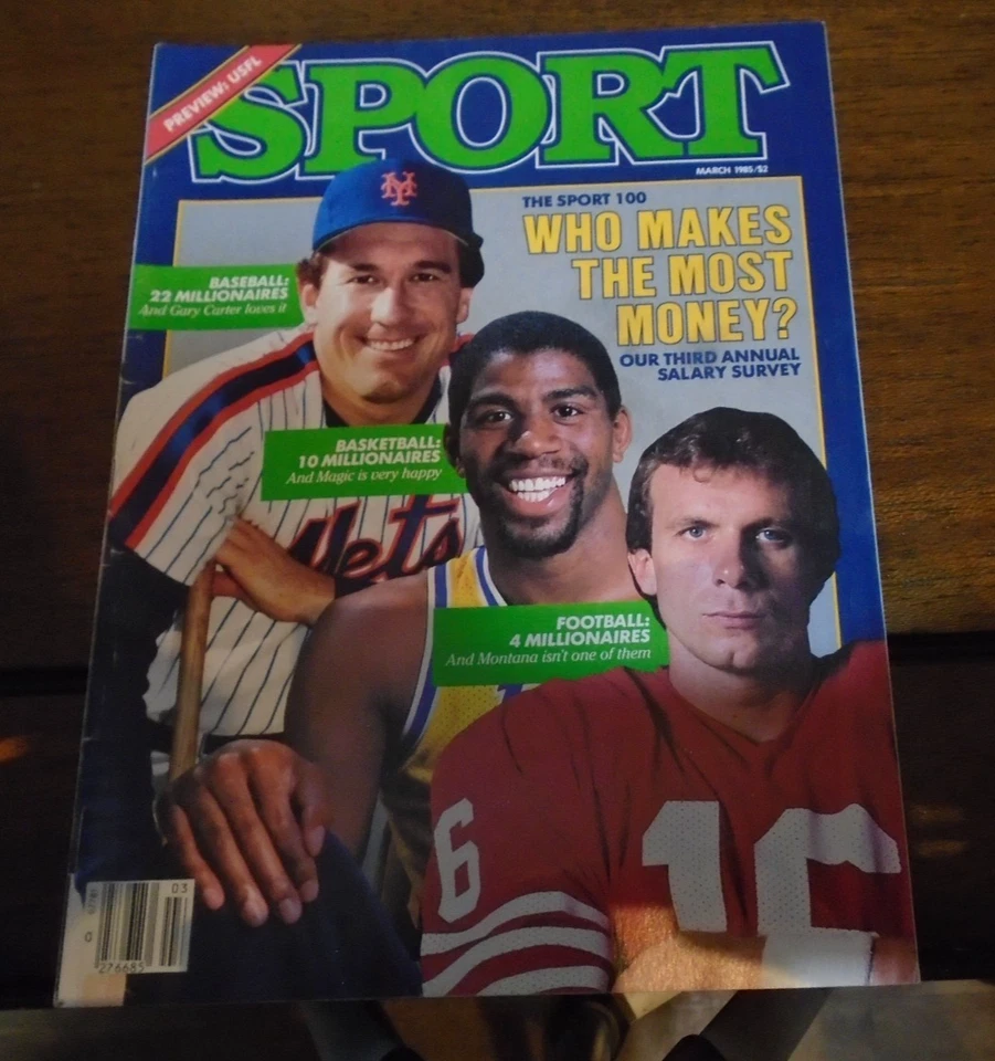 Revista deportiva marzo 1985 Gary Carter/Magic Johnson/Joe Montana cubierta Foto 1 de 1