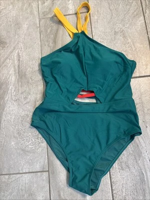 Juicy NWOT Swimsuit Women M Cutout Maillot “Duck Green” - Image 1 of 4
