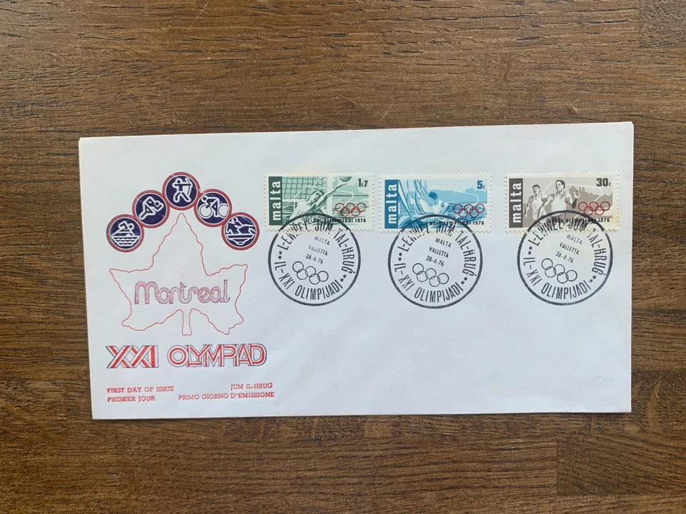 MALTA 1976 FDC JUEGOS OLÍMPICOS MONTREAL WATERPOLO YATE CORRER Foto 1 de 1