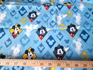 Disney Mickey Mouse Blue Cotton Sewing Fabric Quilting 67 inches - Picture 1 of 1