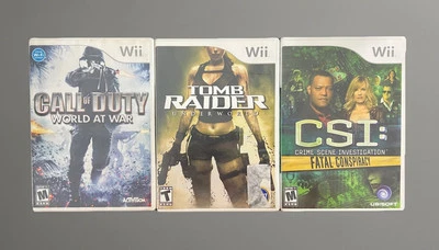 Nintendo Wii - Tomb Raider Underworld + CSI + Call Of Duty - Tested W/ Manuals - Image 1 of 4