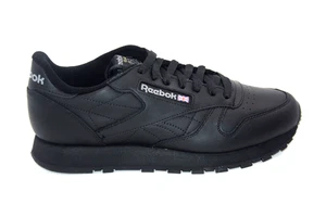 REEBOK CLASSIC LEATHER RUNNING SHOE 116 TRIPLE BLACK MENS SNEAKER - Picture 1 of 9