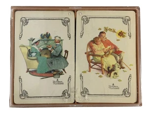 VTG Hallmark Old World Charm Double Deck Playing Cards Norman Rockwell with Case - Picture 1 of 4