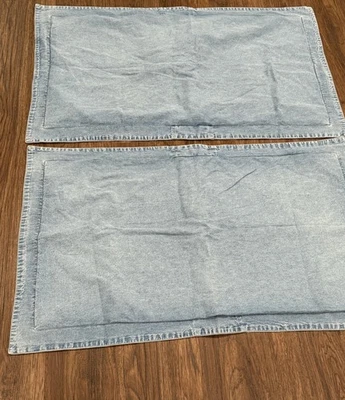Ralph Lauren Denim Pillow Shams Chambray Blue Pair USA King Size Set of 2 - Image 1 of 4