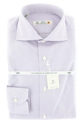 Camicia Bianca A Motivo Houndstooth Luigi Borrelli - Slim - 17.5/44 - (81LB) - Immagine 1 di 4