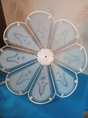 Vintage Glass Touch Lamp 14" Table Replacement Large Shade 8 Panels Grandma's  - Image 1 of 4