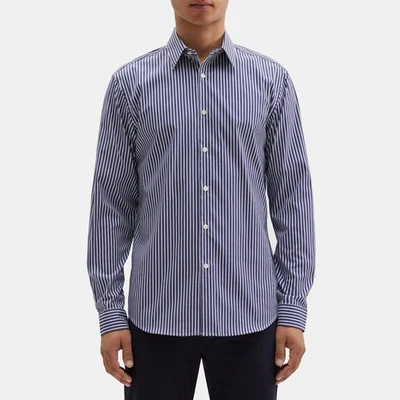 Camisa Theory Irving Azul Blanco Chenilla Rayas Abotonada 100% Algodón Para Hombres XXL Foto 1 de 4