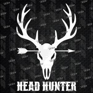 Deer Skull Head Hunter Sizes and colors Vinyl Decal Sticker hunting trophy - Picture 1 of 21