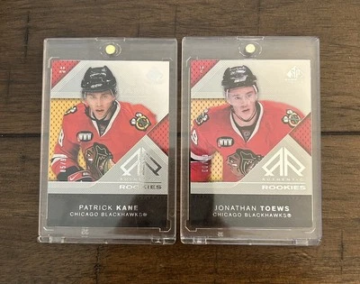 Patrick Kane + Jonathan Toews 2007-08 SP Authentic Rookies Silver /99 RC Lot x2 - Image 1 of 2