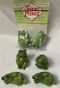 Vintage Lot Of 6 Charming Resin Frog Figurines “Super Minis” For Garden Crafts - Picture 1 of 7