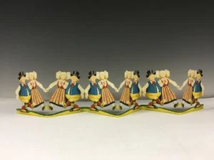 Vintage Papier Stanzkette Karte Gruß Akkordeon ausklappbar Tischdeko Schweden - Bild 1 von 7