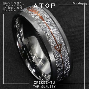 8/6mm Rock Gray Brushed Dome Tungsten Ring Silver Rose Gold Arrow ATOP Jewelry - Picture 1 of 14