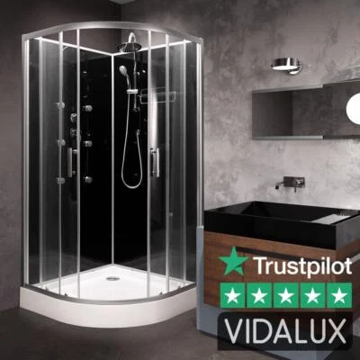 Vidalux 1000 x 1000 Shower Cabin Black SS710 Quad Fast build Enclosure No LeaK