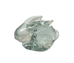 Estatuilla pisapapeles vintage de vidrio artístico transparente conejito conejo burbujas controladas 3" - Imagen 1 de 4