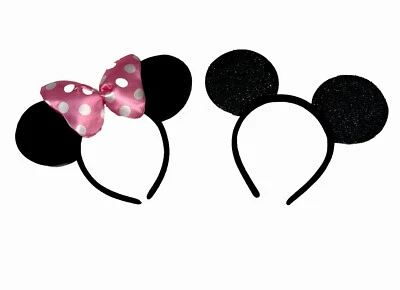 16 pcs Minnie Mickey Mouse Ears Headbands Black Pink Bow Party Favors Birthday - Image 1 of 4