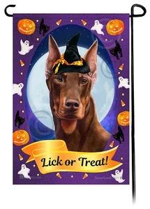 Bandera de jardín de Halloween - Doberman rojo recortado estilo Pinscher 2 - Imagen 1 de 1