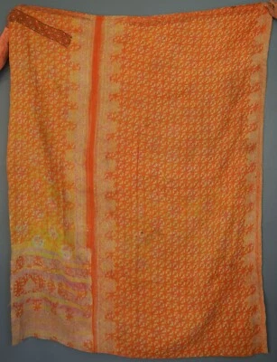 Vintage Cotton Throw Gudri Made In India Pretty Handmade Kantha Quilt Bedspread - Image 1 of 3