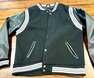 Ring of Fire Varsity Bomber Jacket Youth X- Large Black & White Lined w/Pockets - Picture 1 of 11