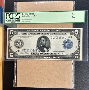 Fr. 851a 1914 $5 Federal Reserve Note NEW YORK PCGS 62 - UNC Comment - Picture 1 of 2