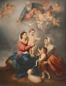 MURILLO Antiguo c1900-1905 Fotocromo Dios María Jesús Juan LA VIRGEN DE SEVILLA - Imagen 1 de 1