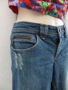 Karen Millen blue distressed bootleg jeans size 12 34 W 33L - Picture 1 of 12