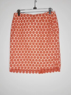 Saia Talbots Feminina Coral Laranja Renda Sobreposição Lápis Estilo Forrado Pequeno Tamanho 4P - Imagem 1 de 4