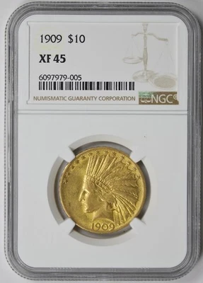 1909 Indian Head Eagle Gold $10 XF 45 NGC - Image 1 of 4