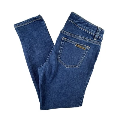 Pantalones de mezclilla Michael Kors para mujer 4 azules ajustados elásticos tiro medio estilo clásico Foto 1 de 4