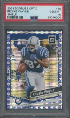 Fútbol óptico Panini Donruss 2023 Reggie Wayne #80 Shield/32 PSA 10 Foto 1 de 2