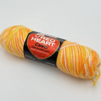 Vintage Red Heart Caress 4 Ply Brushed Yarn 935 Oranges Skein 3oz Acrylic Nylon - Image 1 of 4