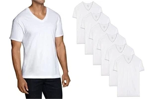 Fruit of the Loom Herren Unterhemden weiß V-Ausschnitt 100% Baumwolle T-Shirts 9er Pack - Bild 1 von 3
