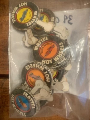 HOT WHEELS Mattel Vintage Redline Tin Button LOT OF 39 Assorted and Duplicates! - Image 1 of 4