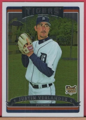 Tarjeta de novato Topps 2006 cromada - Justin Verlander - muy bonita #309 - radiocontrol Foto 1 de 2