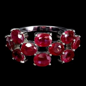 Summer 925 Silver Ring Oval Ruby 5x4mm Natural Gemstone Jewelry Size 7 - Picture 1 of 13