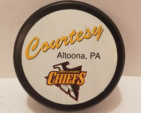 2000'01 JOHNSTOWN CHIEFS Courtesy Altoona ECHL HOCKEY PUCK AD BACK Cover