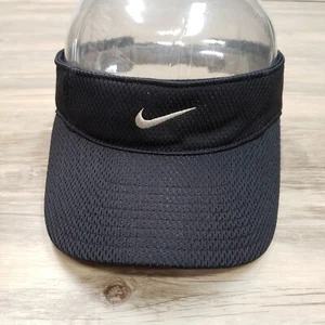 Nike Y2K Visor Hat Cap Strap Back Black Gray Swoosh Adjustable Vintage - Picture 1 of 7