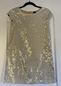 Gap Kids Holiday Girls Sequins Size XL 12 Dress Champagne Sheath - Picture 1 of 8