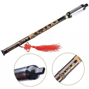 1Pc Chinese Ethnic Instrument Black Bamboo Bawu Pipe Flute Tune G Detachable - Foto 1 di 10