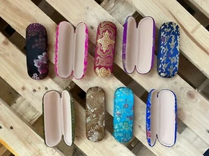 REDUCED!! Glasses Hard Case in Silk Brocade Snap Close 16 x 5.5cm Slight Seconds - Picture 1 of 14