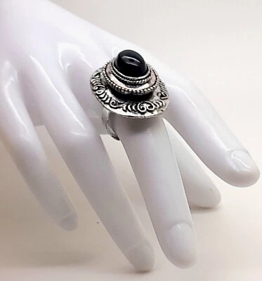 Anillo R001 Vintage Retro Étnico Grueso Estilo Negro Forma Ovalada Ajustable Moda Foto 1 de 4