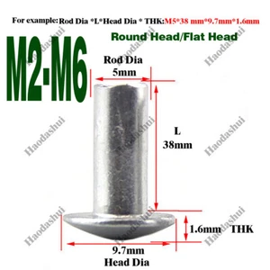 Aluminum Large Round / Flat Head Semi Hollow Rivet,Hollow Rivet, M2M2.5M3M4M5M6 - Picture 1 of 123