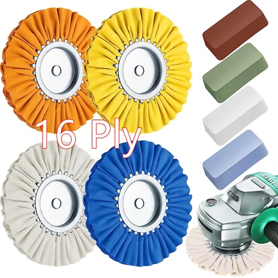 8 Pcs 8 Airway Buffing Wheel Kit Aluminum Metal Polishing Kit for Angle Grinder  - image 1 of 4