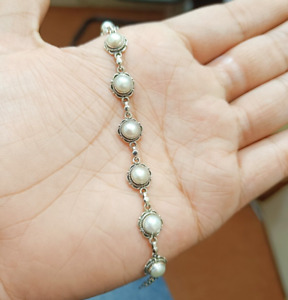 Bracelet perle d'eau douce design fleur pour adolescent en argent sterling 925