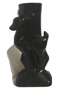 Dryden Deer Bambi Planter Vase Christmas Retro MCM Pottery Black - Picture 1 of 17