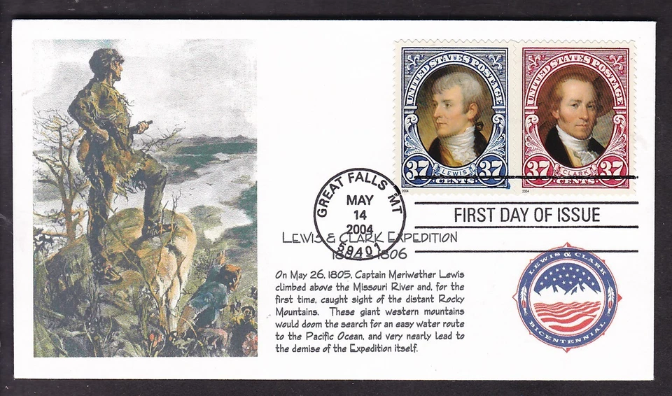 FIRST DAY ISSUE - LEWIS & CLARK EXPEDITION 2004, GREAT FALLS, MT. - Image 1 of 1
