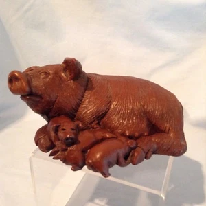 Red Mill Mfg. Mama Pig & Piglets Figurine Crushed Pecan #349 Hogstead $12.99 - Picture 1 of 12