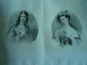 Litho 1834 - Portrait de deux jeunnes filles - Foto 1 di 1