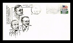 SPACE APOLLO 11 ASTRONAUTS ARMSTRONG COLLINS ALDRIN GIVEN TEXAS MEDAL 1970 COVER - Picture 1 of 1