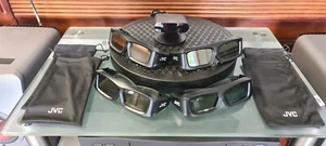 JVC PK-EM1 3D Emitter & PK-AG1 Glasses x 4 - Picture 1 of 4